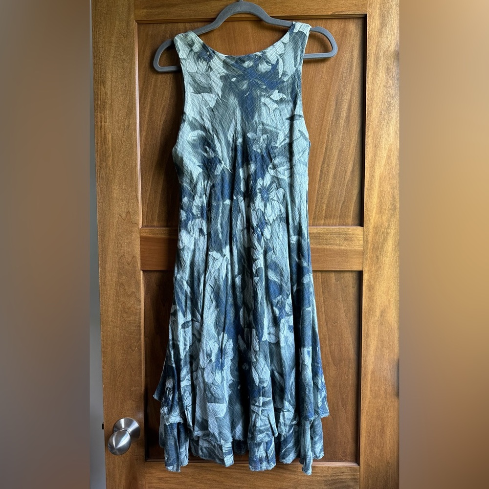 Tempo Paris 100% Cotton Women's Italian Sleeveless Fit & Flare Dress - Green XL